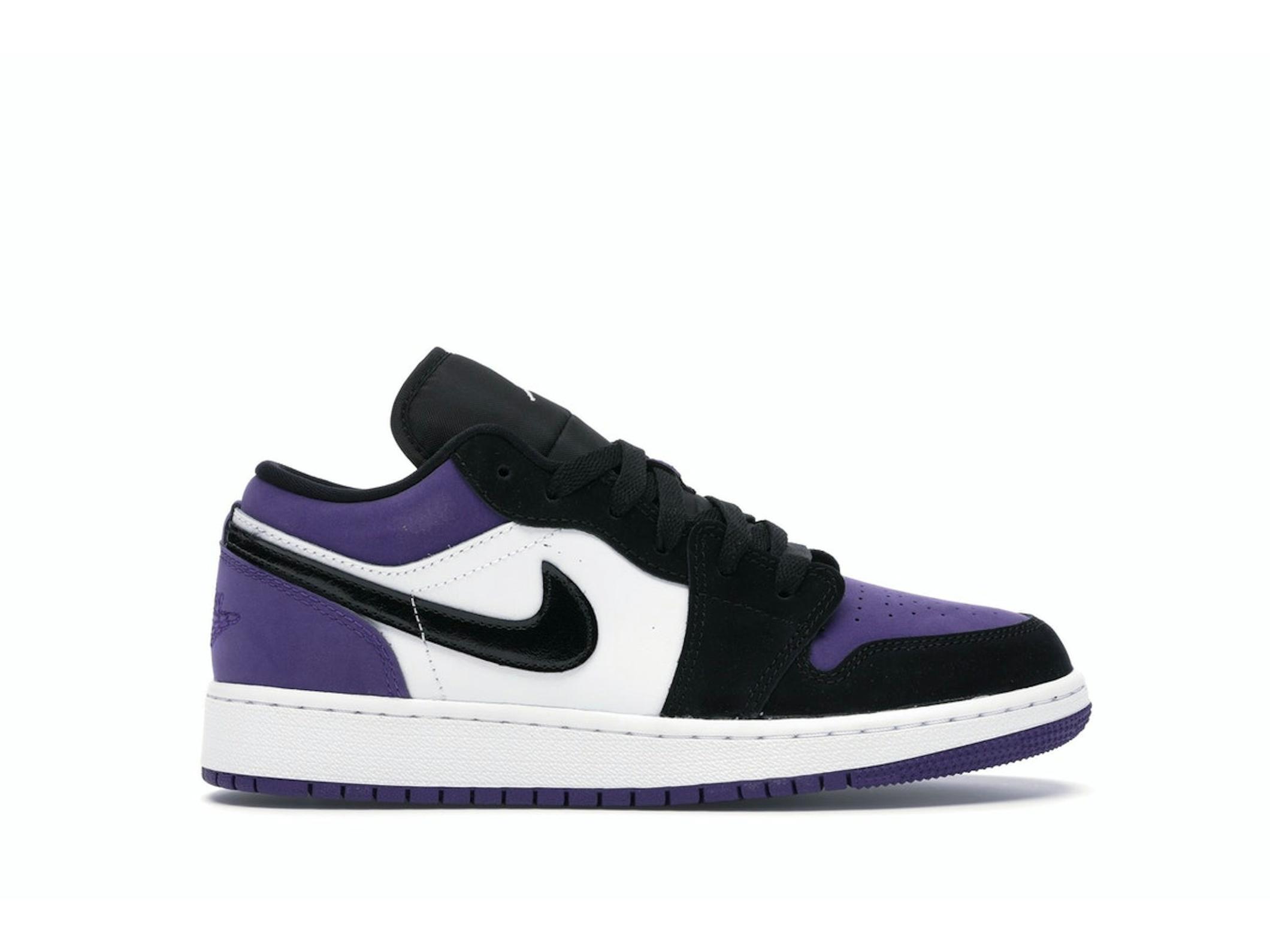 Minomog Jordan 1 Low “Court Purple” GS 553560-125 | White / Black / Court Purple