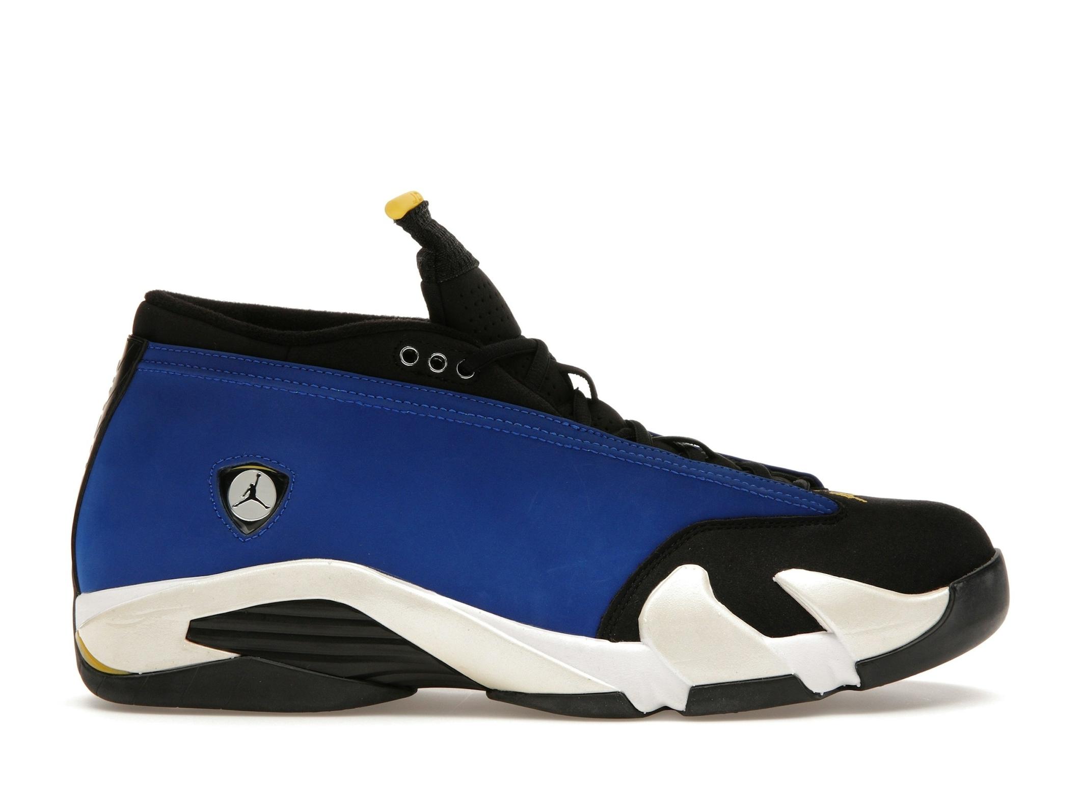 Minomog Jordan 14 Retro Low “Laney” 807511-405 | Varsity Royal / Black / Varsity Maize / White