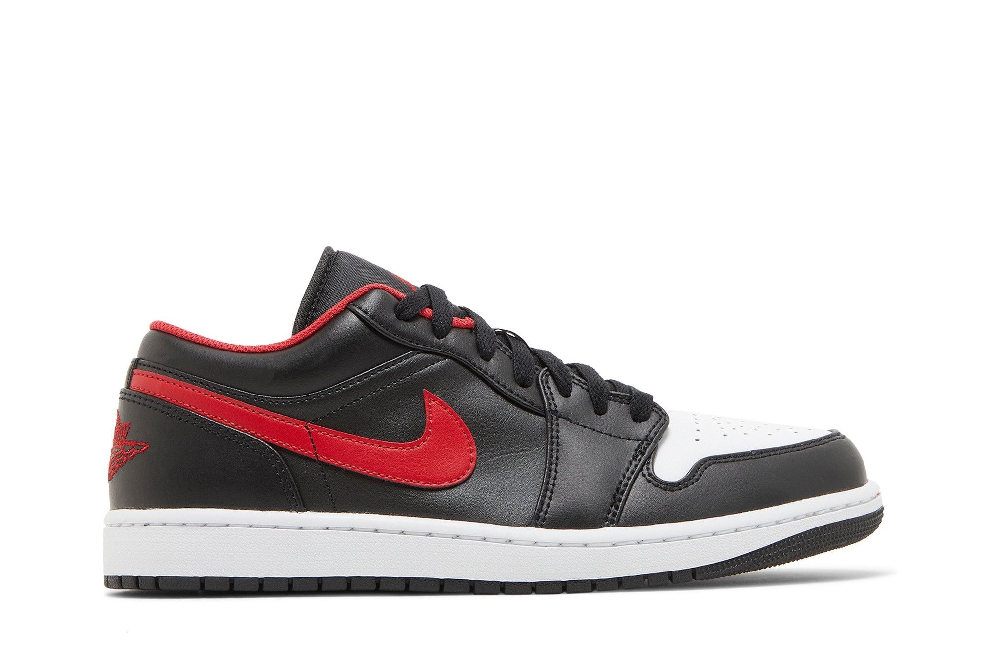 Minomog Jordan 1 Low White Toe 553558-063 | Black Fire Red White Leather Sneaker