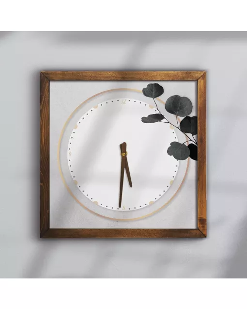 Eucalyptus Square Wall Clock - Modern Accent for Kitchen or Living Room Decor - Chic Timepiece for Young Professionals and Teens