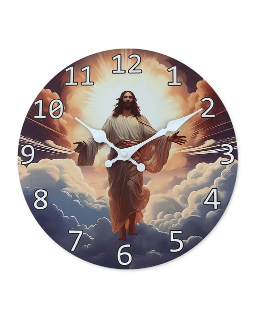 Custom Luminous jesus ring clock silent quartz decor for religious homes, church leaders & spiritual spaces - inspiring in living rooms, prayer areas bedrooms