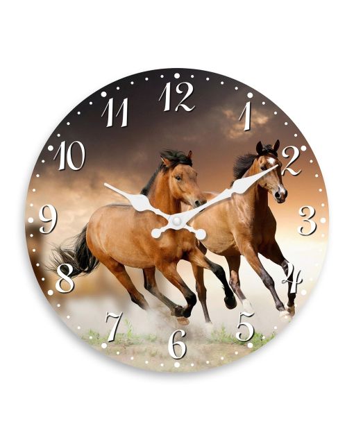 Custom Equestrian wooden wall clock silent quartz decor for horse lovers, ranch owners & country home enthusiasts - stylish in living rooms, stables rustic spaces