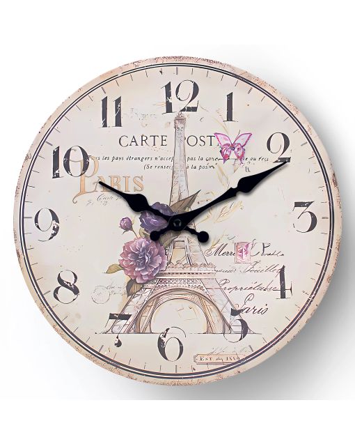 Custom Paris eiffel tower wall clock silent quartz decor for francophiles, travelers & romantic souls - charming in living rooms, bedrooms parisian-inspired spaces