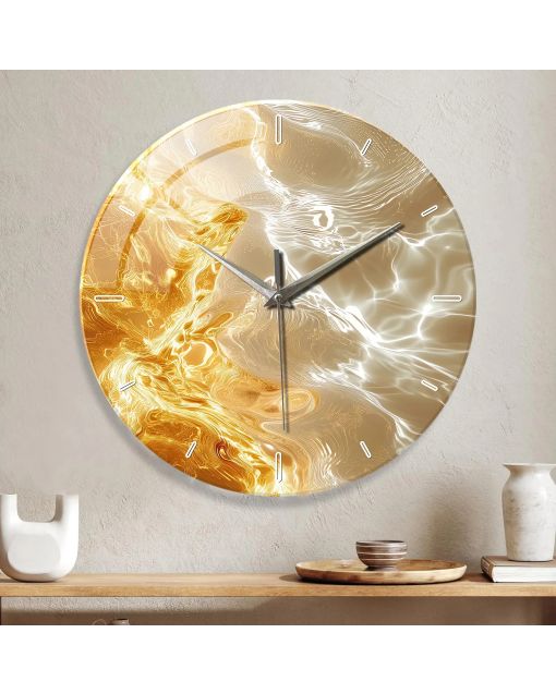 Custom Modern gold glass clock silent luxury decor for elegant homeowners, interior designers & stylish professionals - chic in living rooms, bedrooms upscale spaces