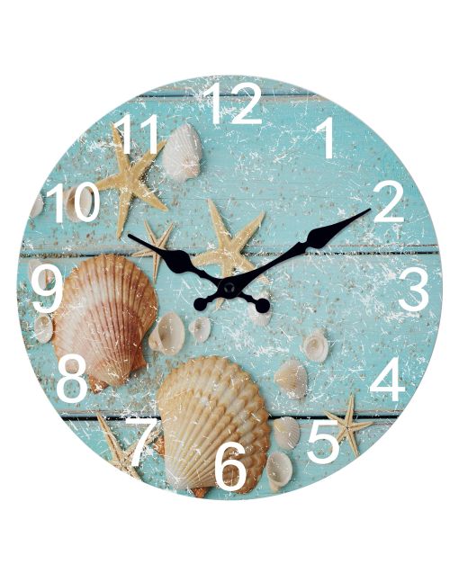 Custom Beach starfish wall clock silent decor for coastal lovers, ocean enthusiasts & seaside homeowners - refreshing in bedrooms, bathrooms beach-themed spaces