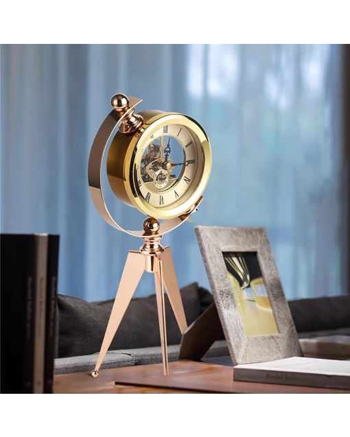 Luxury Gold Table Clock – Silent Quartz Office Desk Clock, Aesthetic Metal Decor for Home Christmas Gifts, Personalized Holiday Decorations