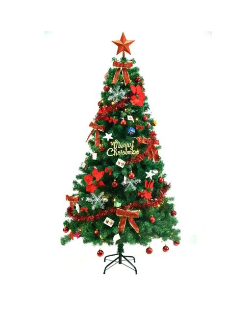 2.1m Artificial Christmas Tree with 1000 Branches PVC Retardant Party Decoration Metal Tripod Encryption Green Christmas Tree