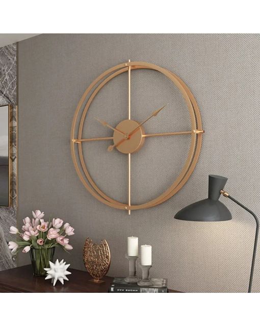 Retro Wall Clock - Double-Walled Iron Square Tube Design, Simple Art Decor for Living Room & Office, Vintage Hanging Home Clock