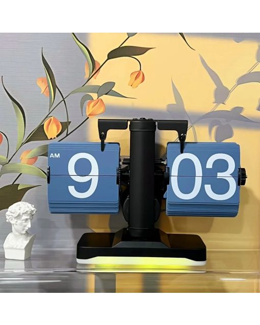 Creative Retro Flip Table Clock - European Style Mechanical Automatic Flip Down Desk Clock, Unique Decorative Desktop Clock for Home & Office