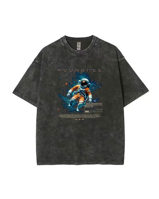 Astronaut Graphic Moonbase Unisex Teen T-Shirt - Summer School & Weekend Casual Wear | Birthday & Holiday Gift - Men's Flannel & Oversized Style