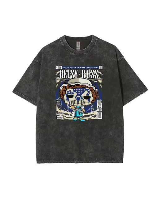 Betsy Ross Mineral Wash T-Shirt - Classic Beach Shirt for Unisex Teens | Cool T-Shirt for Casual Wear & Gift-Giving | Perfect for Summer & Holidays!