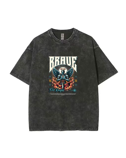 Brave Fire Knight Unisex Teen T-Shirt - Casual Summer Wear for School & Weekends | Gift for Birthdays & Holidays | Men's Oversized Flannel Style