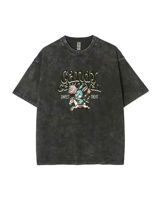 Candy Carnival Mineral Wash T-Shirt - Unisex Beach Shirt for Cool and Casual Style, Perfect as Gifts for Teens - Summer and Holiday Classic Tee