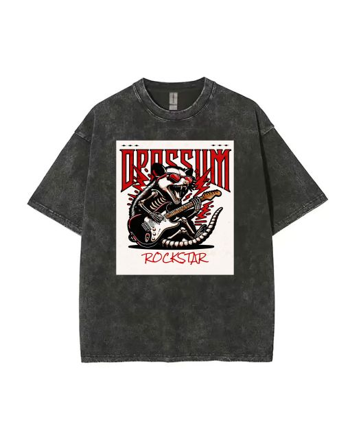 Rock Your Style with Our Cool Possum Rocker Mineral Wash T-Shirt - Unisex Teen Beach and Casual Shirt - Perfect for Summer & Holidays!