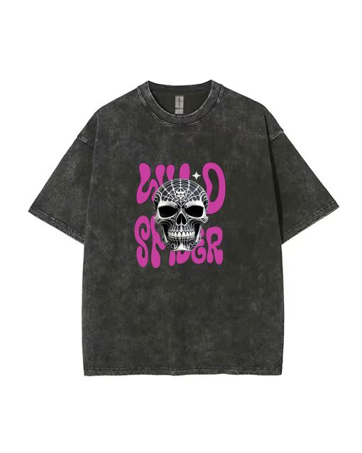 Unisex Teen T-Shirt - Gothic Spider Skull Pink |Summer Casual Wear for School & Weekends | Birthday & Holiday Gift | Men's Flannel & Oversized Style