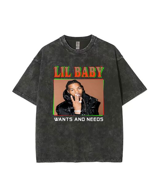 Lil Baby Mineral Wash T-Shirt - Unisex Teens Casual Beach Shirt | Cool & Classic T-Shirt for Summer & Holidays | Gift-Worthy Design