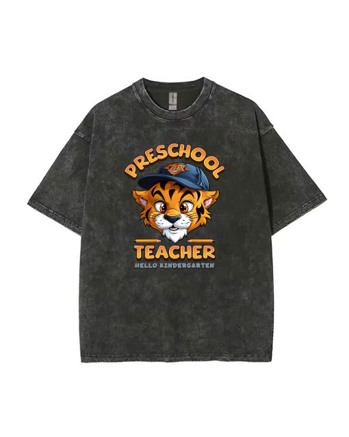 Preschool Teacher Hello Kindergarten Back To School Unisex Teen T-Shirt - Casual School & Weekend Wear | Gift for Men | Flannel & Oversized Style