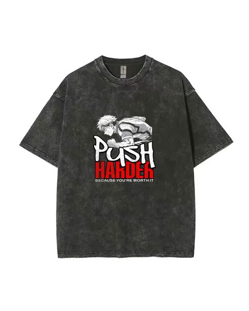 Push Harder Unisex Teen T-Shirt - Summer Casual Wear for School & Weekends | Gift for Birthday & Holidays | Men's Oversized Flannel Style