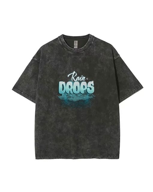 Raindrops Unisex Teen T-Shirt - Summer Casual Wear for School & Weekends - Gift for Birthday & Holidays - Men's Flannel & Oversized Style