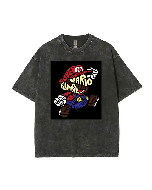 Retro Mario 44 Mineral Wash T-Shirt - Classic Cool Beach Shirt for Unisex Teens, Perfect for Casual Wear and Gift-Giving - Shop Now!