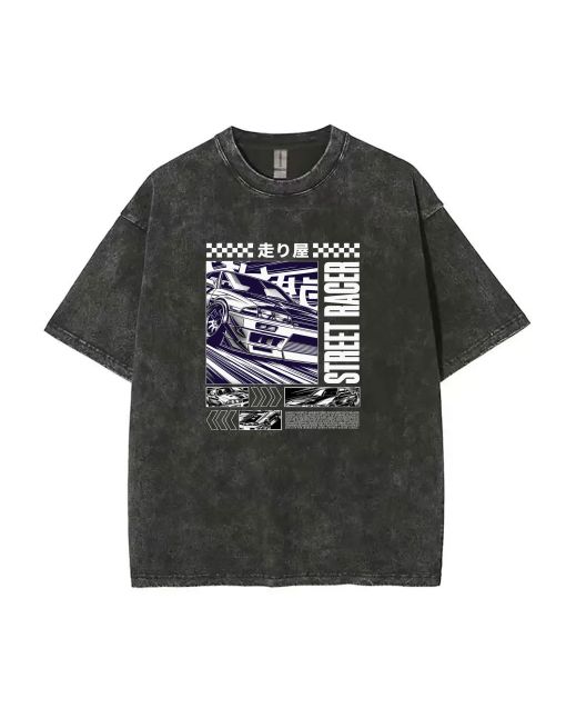 Street Racer Japan Mineral Wash T-Shirt: Cool and Classic Beach Shirt for Unisex Teens - Perfect for Casual Wear, School, and Holidays!