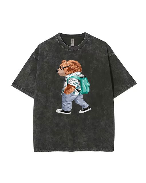 Unisex Teddy Back to School Mineral Wash T-Shirt for Teens - Perfect for Casual Wear, Beach, & Summer - Cool Classic T-Shirt & Gift!