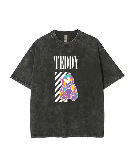 Teddy Bear-38 Mineral Wash T-Shirt: Unisex Casual Beach Shirt, Cool Classic Tee for Teens - Perfect Gift for Summer and Holidays!