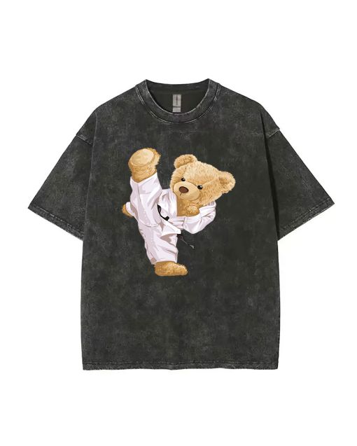 Unisex Teddy Karate Mineral Wash T-Shirt: Perfect for Casual Wear & Gifting - Beach Shirt, Cool & Classic T-Shirt for Unisex Teens!