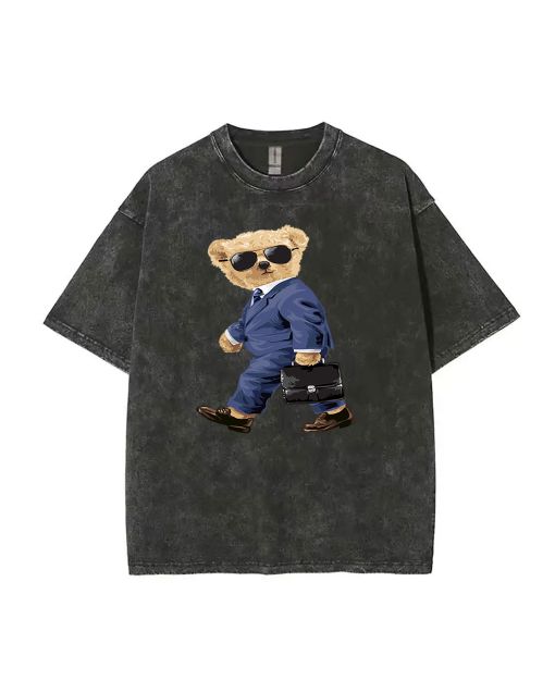 Teddy President Mineral Wash T-Shirt - Unisex Beach & Casual Tee for Teens | Perfect Summer & Holiday Gift | Cool & Classic Design