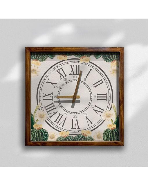 Vintage Wooden Frame Square Wall Clock - Modern Design for Living Room & Kitchen Decor with Roman Numerals - Perfect for Young Professionals