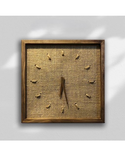 Modern Square Wall Clock with Canvas and Rope Design - Perfect Kitchen or Living Room Decor for a Contemporary Home or Office (Large Size)