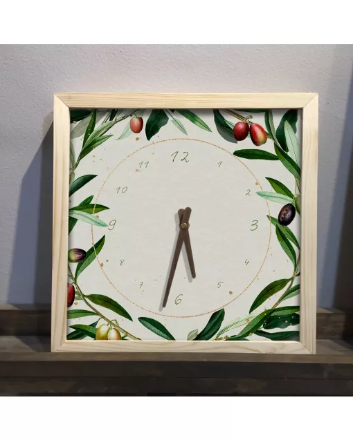 Modern Olive Branch Square Wall Clock for Stylish Living Room and Kitchen Decor - Large, Artistic Design for Young Professionals and Teens