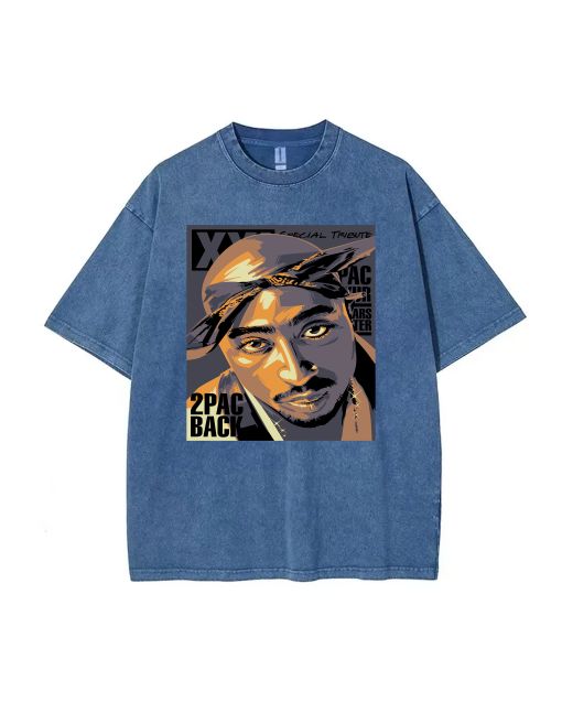 2PAC BACK Mineral Wash T-Shirt - Cool and Classic Beach Shirt for Unisex Teens - Perfect for Casual Wear, School, and Summer Holidays!