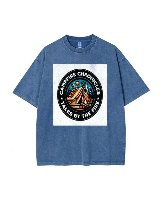 Campfire Chronicles Mineral Wash T-Shirt: Unisex Beach & Casual Shirt for Teens | Cool & Classic Design | Perfect for Summer, School, and Gifts