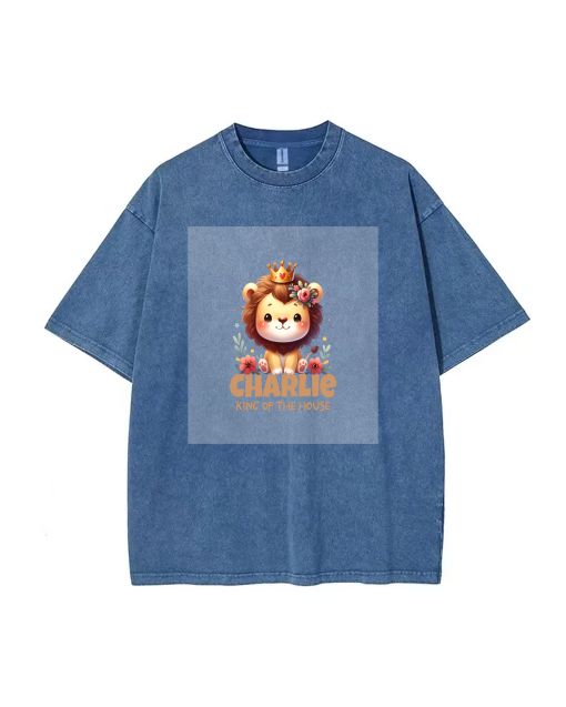 Customizable Kids Baby Lion Mineral Wash T-Shirt - Unisex Beach & Summer T-Shirt for Kids - Perfect for Casual Wear, School, and Gifts!