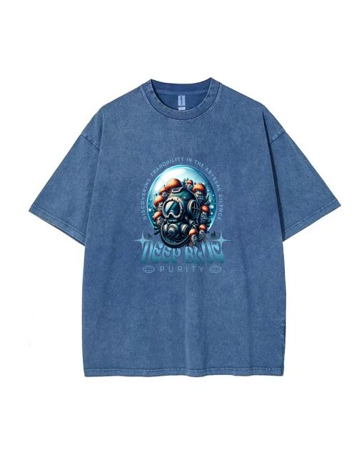 Deep Blue Mineral Wash T-Shirt - Unisex Teens Beach Shirt for Casual Wear & Gifting | Cool, Classic T-Shirt for Summer & Holidays