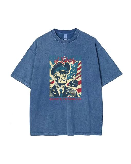 Defenders of Liberty Mineral Wash T-Shirt - Unisex Beach Shirt for Teens, Perfect for Casual Wear, School, and Gifts - Cool, Classic T-Shirt