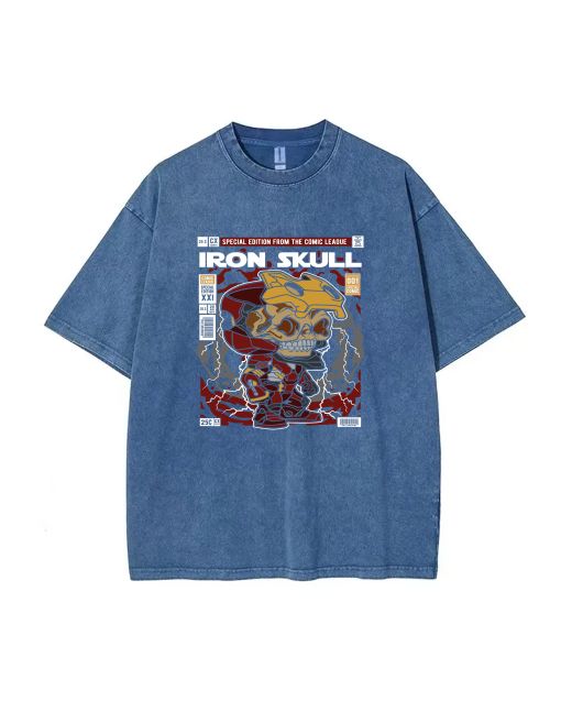 Iron Skull Mineral Wash T-Shirt - Unisex Teen Beach and Casual Wear - Cool and Classic Tee for Summer and Holidays - Gift Option!