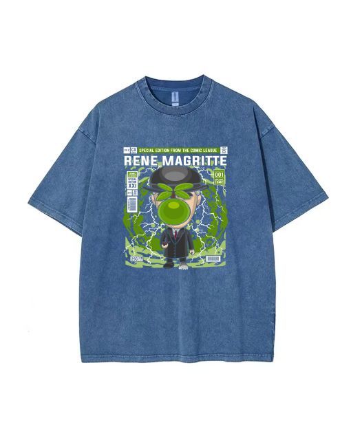 Rene Magritte Mineral Wash T-Shirt - Unisex Cool Beach Shirt for Teens | Classic & Trendy Graphic Tee for Casual Wear, School, or Gifts