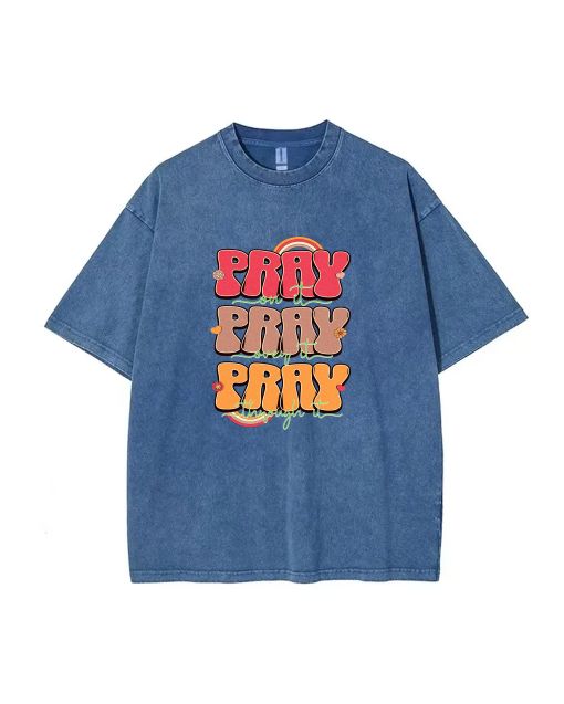 Retro Groovy Prayer Christian Unisex Teen T-Shirt - Summer Casual for School & Weekends | Birthday & Holiday Gift | Men's Flannel Oversized Style