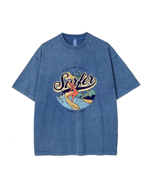 Surfer Girl Unisex Teen T-Shirt - Summer Casual Wear for School & Weekends | Birthday & Holiday Gift | Men's Oversized Flannel Style