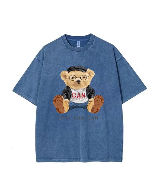 Teddy Yes You Can Mineral Wash T-Shirt - Cool and Classic Beach Shirt for Unisex Teens, Perfect for Casual Wear, School, Summer, and Holidays