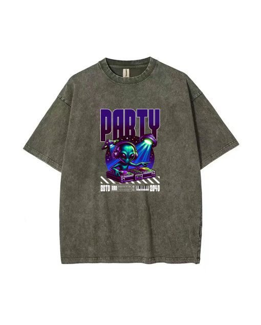 Alien Party Unisex Teen T-Shirt - Summer Casual Wear for School & Weekends | Men's Flannel & Oversized Style | Birthday & Holiday Gift