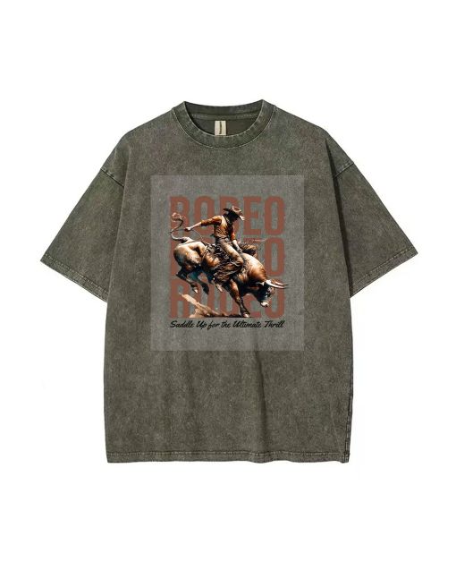 American Rodeo Teen T-Shirt - Summer Casual for School & Weekends | Gift for Birthdays & Holidays | Unisex Flannel & Oversized Style