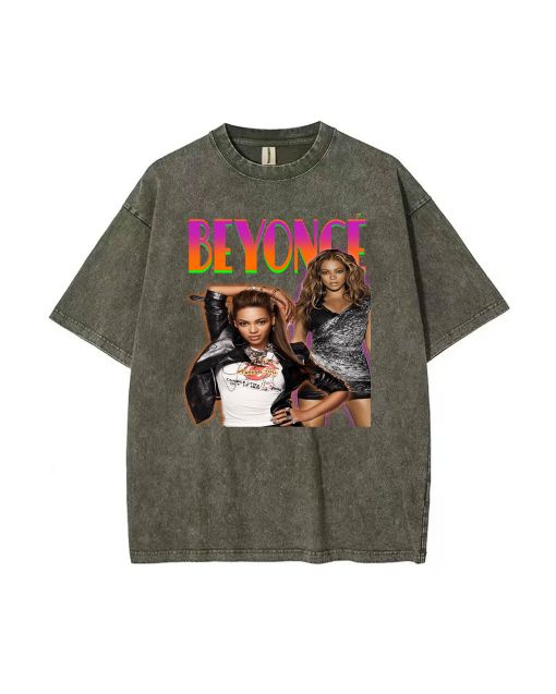 Beyoncé Mineral Wash T-Shirt - Unisex Cool Beach Shirt for Casual Wear, School, and Summer - Classic Tee for Teens and Holidays