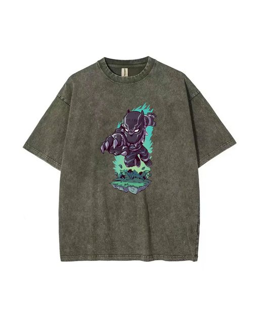 Black Panther Mineral Wash T-Shirt - Unisex Beach & Casual Wear | Cool & Classic Tee for Teens | Perfect Gift for Summer & Holidays