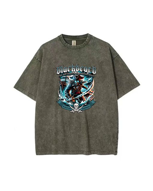 Blackbeard Pirate Teen T-Shirt - Summer Casual Wear for School & Weekends | Birthday & Holiday Gift | Men's Flannel & Oversized Style | Unisex