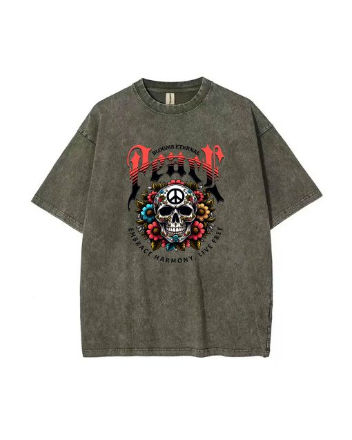 Bloom Eternal Peace Unisex Teen T-Shirt - Summer Casual Wear for School & Weekends - Birthday & Holiday Gift - Men's Flannel Style