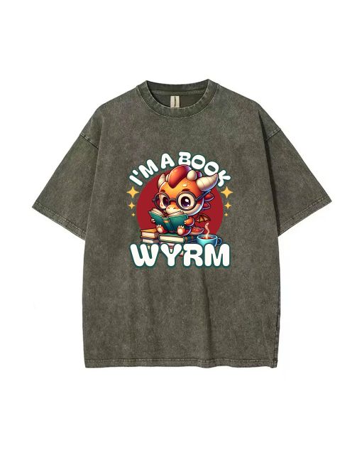 Book Wyrm Teen T-Shirt - Summer Casual Wear for School & Weekends | Gift for Birthdays & Holidays | Unisex Men's Flannel & Oversized Style