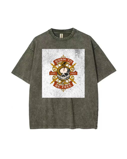 Born To Be Free Skull Unisex Teen T-Shirt - Casual School & Weekend Wear | Birthday & Holiday Gift | Men's Flannel & Oversized Style